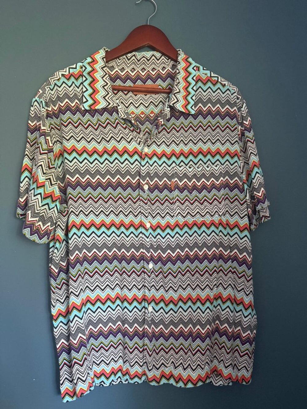 Missoni Men's Button Up Short Sleeve Shirt in Size Large (52)